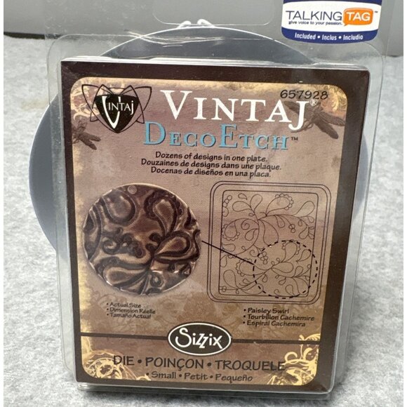Vintaj DecoEtch Sizzix Die Plate Small Brown Paisley Swirl Design New - Picture 1 of 5